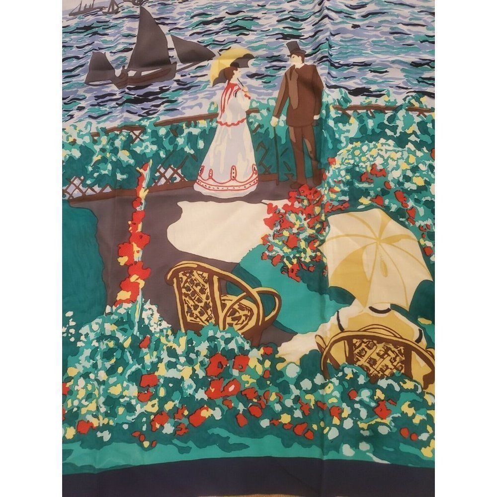 Vintage Ginnie Johansen Limited Edition 1987 Silk Scarf Ocean Scene Green... - Picture 2 of 6
